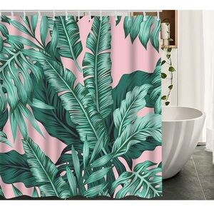 Jungle Green Fabric Shower Curtain, 72 x 72, Curtains & Hooks,Pink & Green